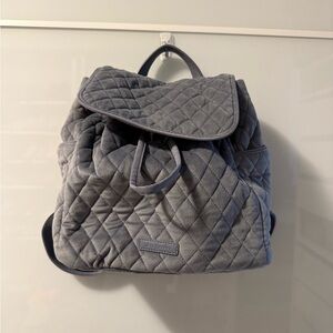 Vera Bradley Blue Gray Quilted Velvet Backpack